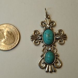 Pretty silver and turquoise cross